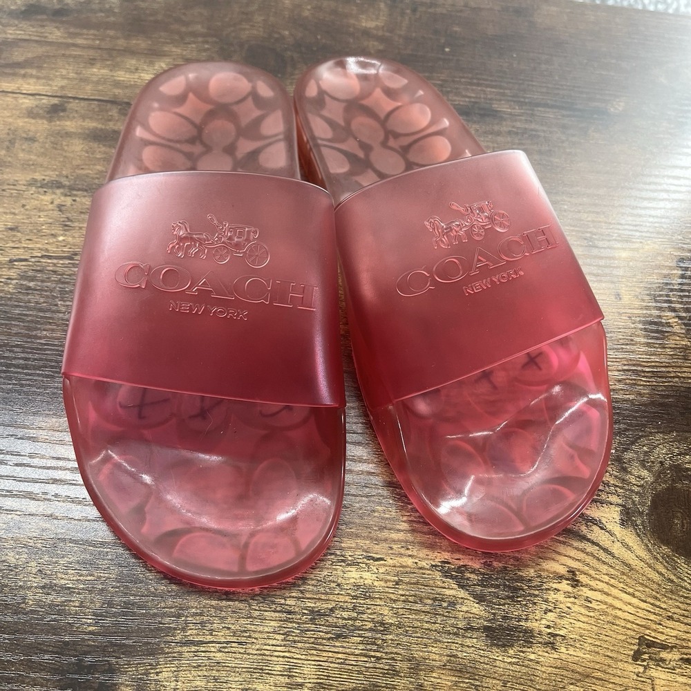 Coach Women's Size 7B Ulyssa Jelly Pool Slides Sandals Pink Ombré Resortwear